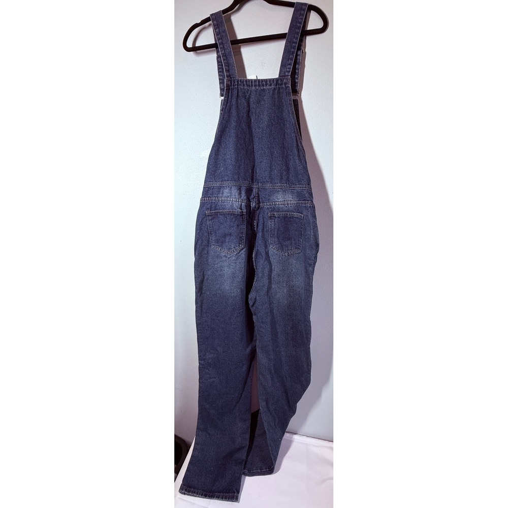 Misslook Womens Denim Overalls 3XL Painted Floral Wide Leg Boho Artsy Retro - Picture 3 of 15